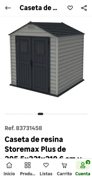 Caseta de jardín de plástico beige y gris