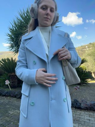 Cappotto lungo azzurro, italiano