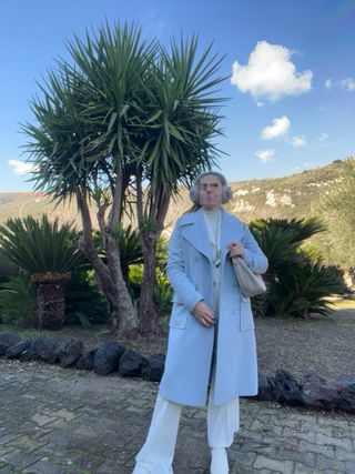 Cappotto lungo azzurro, italiano