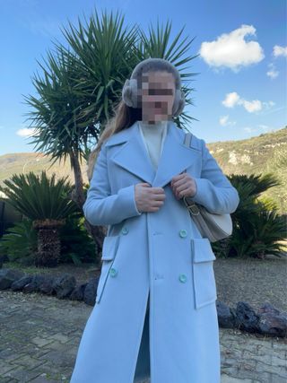 Cappotto lungo azzurro, italiano