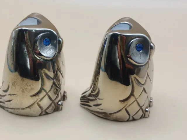 Salero y pimentero búhos plateados- Japon