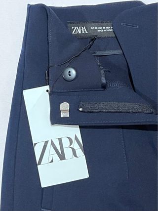 Pantalón Zara Mujer Azul Oscuro Talla XS