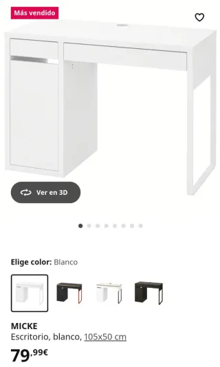 Escritorio MICKE Blanco y Rosa IKEA 105x50 cm