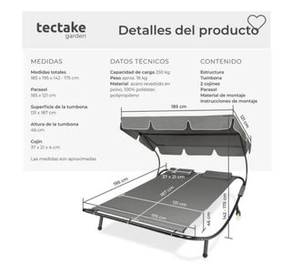 Tumbona doble Livorno para 2 personas