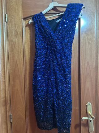 Vestido lentejuelas azul y negro mujer