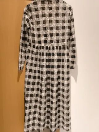 Vestido largo Zara cuadros blanco y negro
