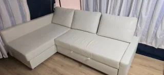 Sofá cama blanco tela