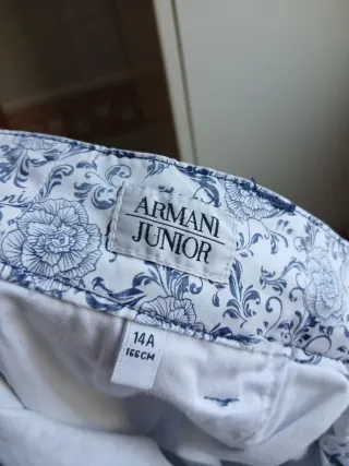 Pantalone Armani floreale blu e bianco