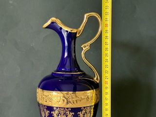 🇫🇷 Limoges Jarrón Azul y Dorado Grande