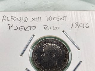 Moneda Alfonso XIII 10 céntimos 1896 Puerto Rico