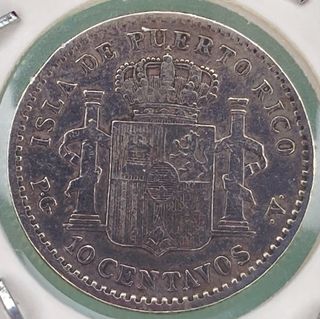 Moneda Alfonso XIII 10 céntimos 1896 Puerto Rico