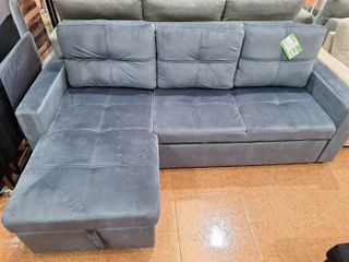 Sofá Cama Chaise Longue Gris 215x135cm