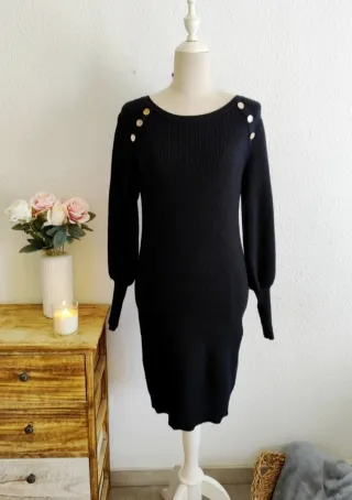 Vestido punto grueso L negro de sfera