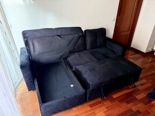Sofá Cama 3 Plazas Negro