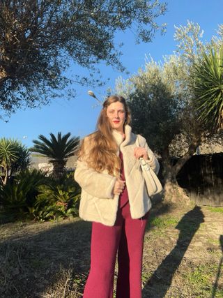 Pelliccia sintetica beige