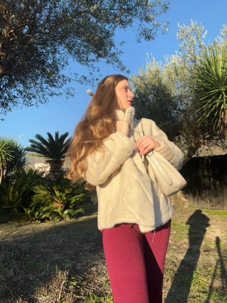 Pelliccia sintetica beige