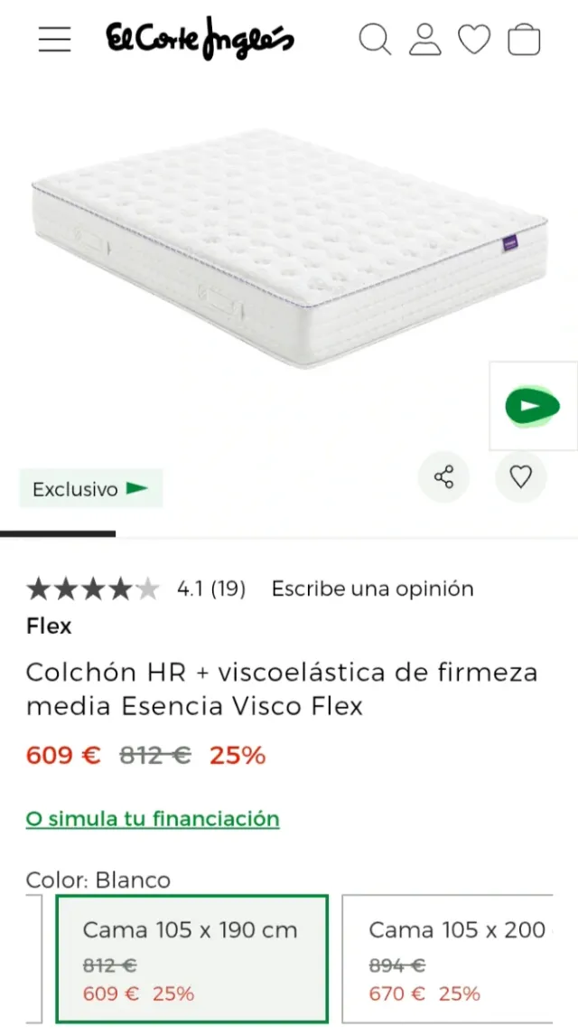 105x190Canape+Colchón FLEX ESENCIA VISCO