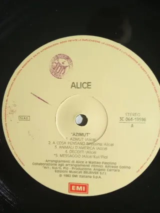 4 dischi in Vinile di Alice Stampe dell' epoca