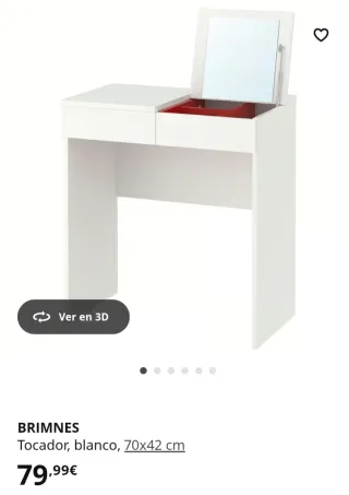 Tocador BRIMNES IKEA blanco y rojo 70x42 cm