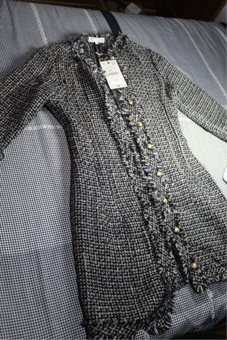 Abrigo Zara XS Beige/Negro