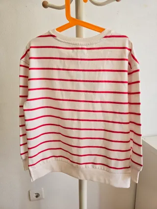 Sudadera niña rayas roja y blanca Talla 7 Tex