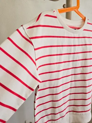Sudadera niña rayas roja y blanca Talla 7 Tex