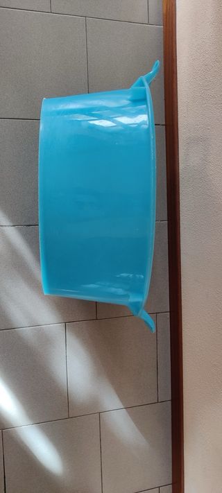 Vaschetta blu in plastica con manici