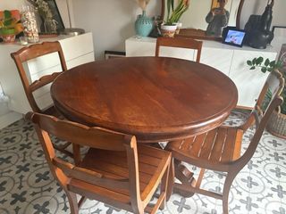 Tavolo da pranzo rotondo + 4 sedie in legno