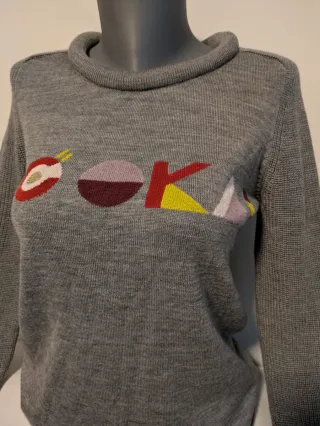 Jersey Kookai cuello relieve 49% lana gris