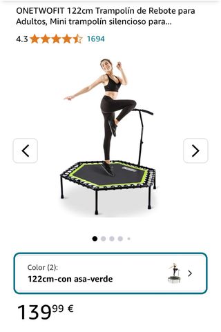 Oferta!!! Trampolín ONETWOFIT 122cm con Asa Verde