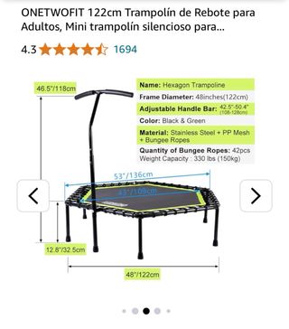 Oferta!!! Trampolín ONETWOFIT 122cm con Asa Verde