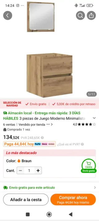 Mueble baño pequeño sin lavabo sin estrenar