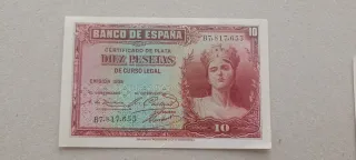 2 Billetes 10 Pesetas 1935 Serie B
