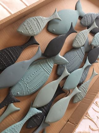 Cuadro Peces Metal Maison du Monde Negro/Teal