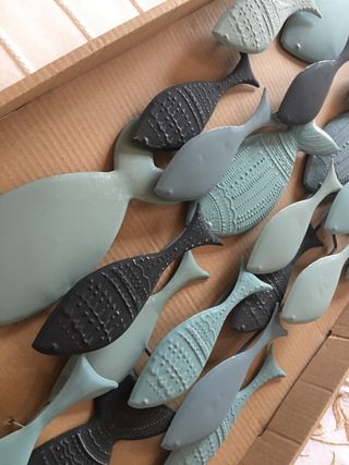 Cuadro Peces Metal Maison du Monde Negro/Teal