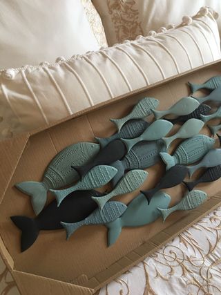 Cuadro Peces Metal Maison du Monde Negro/Teal