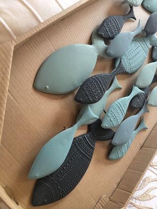 Cuadro Peces Metal Maison du Monde Negro/Teal