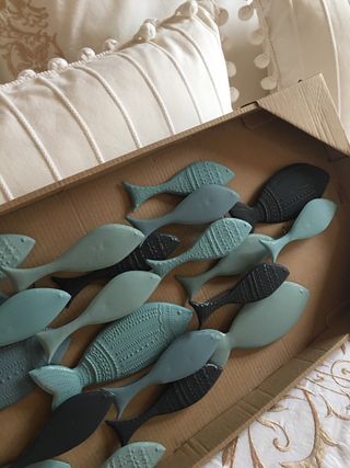 Cuadro Peces Metal Maison du Monde Negro/Teal