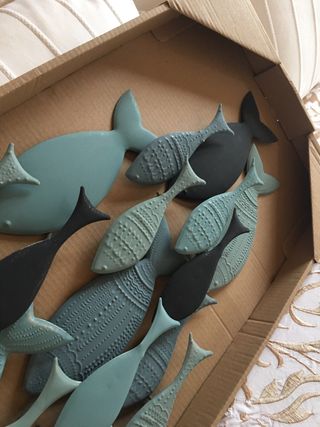 Cuadro Peces Metal Maison du Monde Negro/Teal