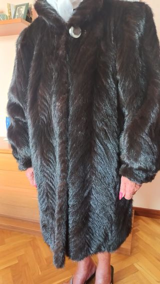 Abrigo Piel Canadá negro auténtico