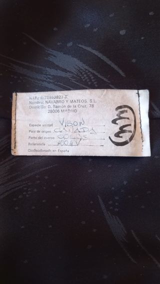 Abrigo Piel Canadá negro auténtico