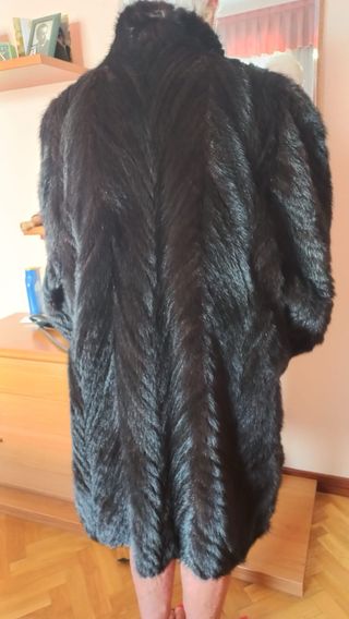 Abrigo Piel Canadá negro auténtico