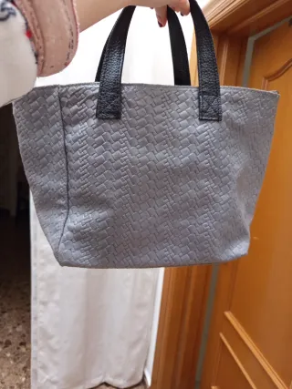 Bolso de mano mujer gris y negro