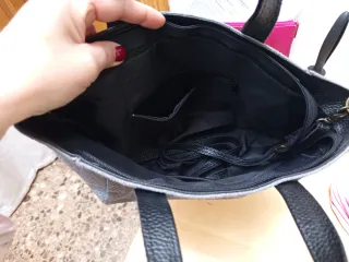 Bolso de mano mujer gris y negro