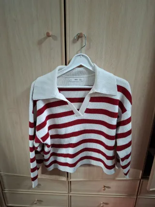 Jersey Mango Rayas Rojas y Blancas