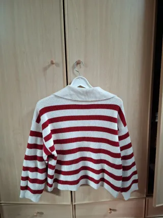 Jersey Mango Rayas Rojas y Blancas