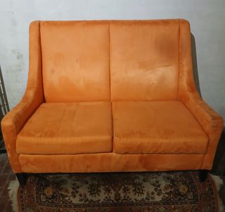 Divano 2 posti in velluto arancione