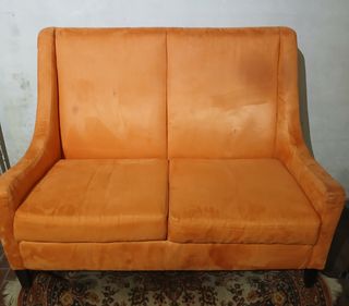 Divano 2 posti in velluto arancione
