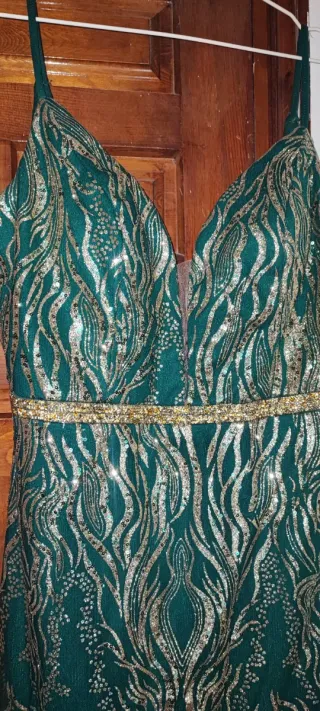 Vestido Fiesta Paparazzi Verde y Dorado