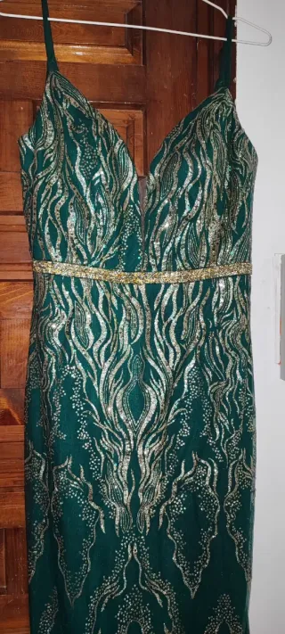 Vestido Fiesta Paparazzi Verde y Dorado